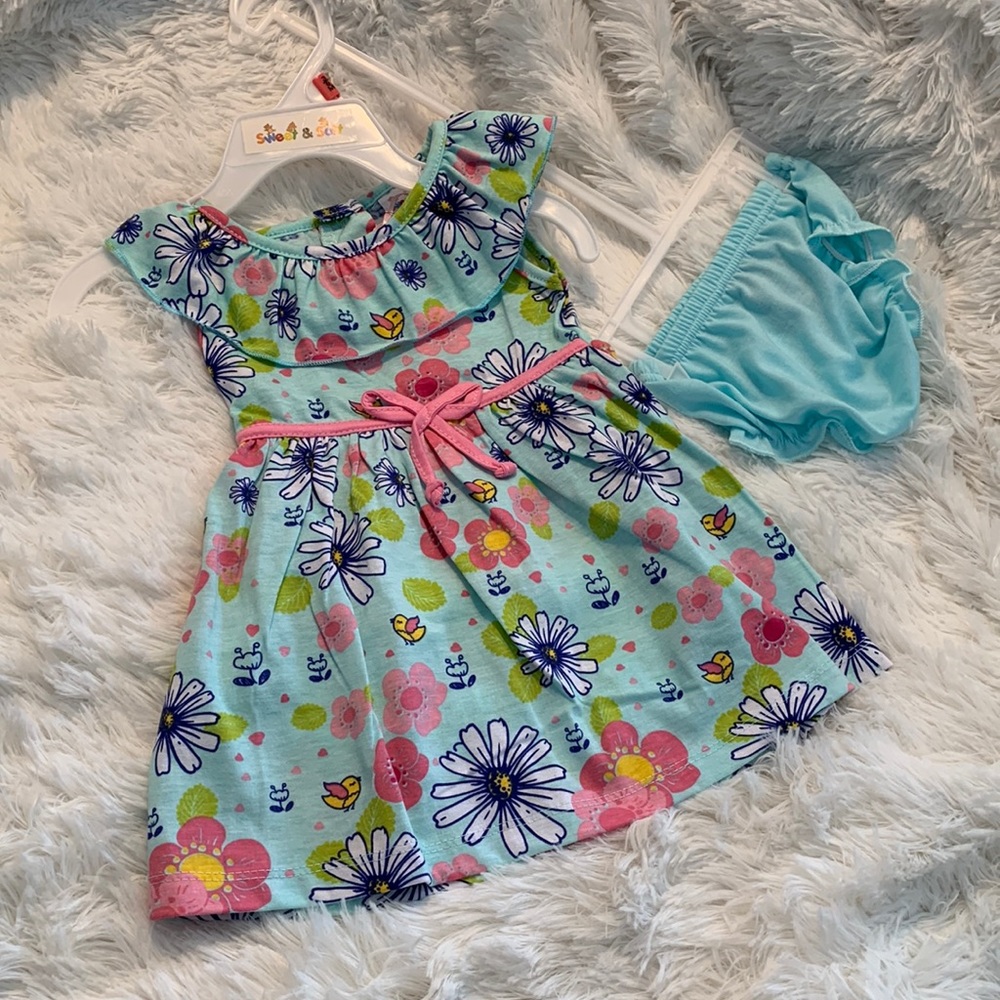 Sweet and soft. Baby (3-6mth) summer dress/panty set.  NWT.